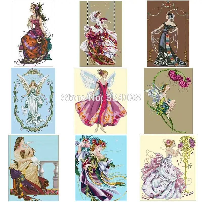 Fairy Angel 2 Patterns Counted Cross Stitch 14CT DIY Wholesale Chinese Cross Stitch Kits Embroidery Needlework Sets Home Decor