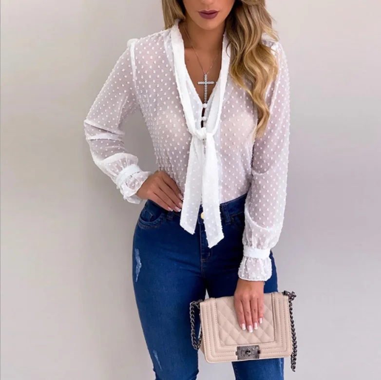 

4 Colors Autumn New Fashion Women Long Sleeve Casual V Neck Blouses Female Ladies Loose Chiffon Blouse Shirts Plus Size Outfits