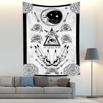 

White Black Sun Moon Mandala Tapestry Wall Hanging Celestial Wall Tapestry Hippie Wall Carpets Dorm Decor Witchcraft supplies