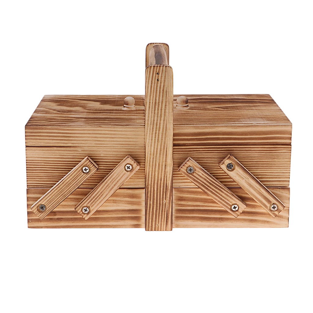 3 Drawer Wooden Cantilever Sewing Box Case for Woman Jewelry Necklace Holder