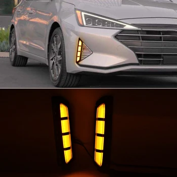 

CSCSNL 1 Pair LED fog lamp DRL Daytime Running Lights with Yellow Turn signal light drl for Hyundai Elantra 2019 2020