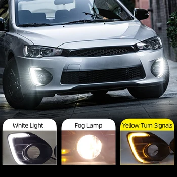 

CSCSNL 2Pcs Fog lamp For Mitsubishi Lancer 2016 2017 2018 2019 12V LED Daytime Running Light DRL Lamp with yellow signal