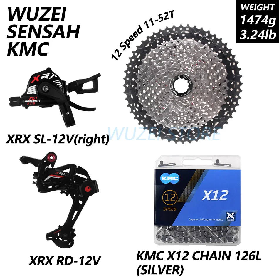 SENSAH XRX 1x12s Набор 170/175 мм шатуны XD маховик KMC цепь GXP Кривошипные звездочки переключатели для горного велосипеда комплект для M9100 - Цвет: XRX WZ 52T KMCSilver