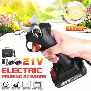 

21V 30mm Wireless Electric Rechargeable Scissors Pruning Shears Tree Garden Tool Branches Pruning Cutting Tools w/1or2 Batterys