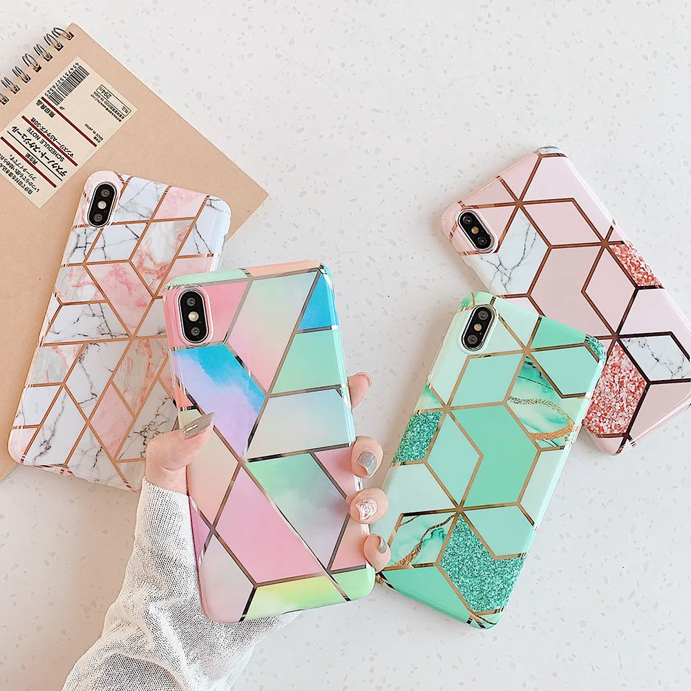 

Color Plated Marble For Samsung galaxy S8 9 10 Plus Phone Case Note 10 Pro Silicone TPU Soft Case