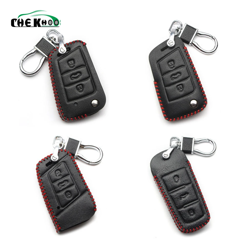 Автомобильный ключ кожаный чехол для Volkswagen Golf 4, 5, 6, 7, MK7 Passat CC Passat B6 B7 B8 Passat 3C CC Magotan R36 B5 B7L