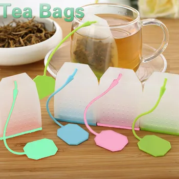 

Empty Tea Bags With String Filter Bag For Loose Tea Leaves Reuseable Tea Strainer Non-toxic Silicone Tea Infuser Teapot Accessoy