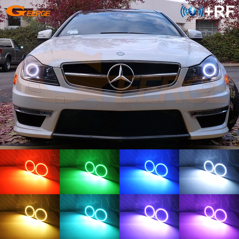 For Mercedes Benz C Class C4 S4 W4 Facelift Xenon Headlight Rf Bluetooth App Multi Color Ultra Bright Rgb Led Angel Eyes Car Light Assembly Aliexpress