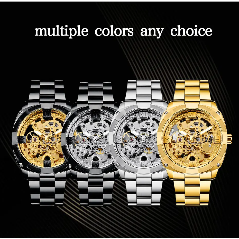 Forsining механические часы с серебряным скелетом наручные часы черные стальные автоматические часы для мужчин прозрачные часы Relogio