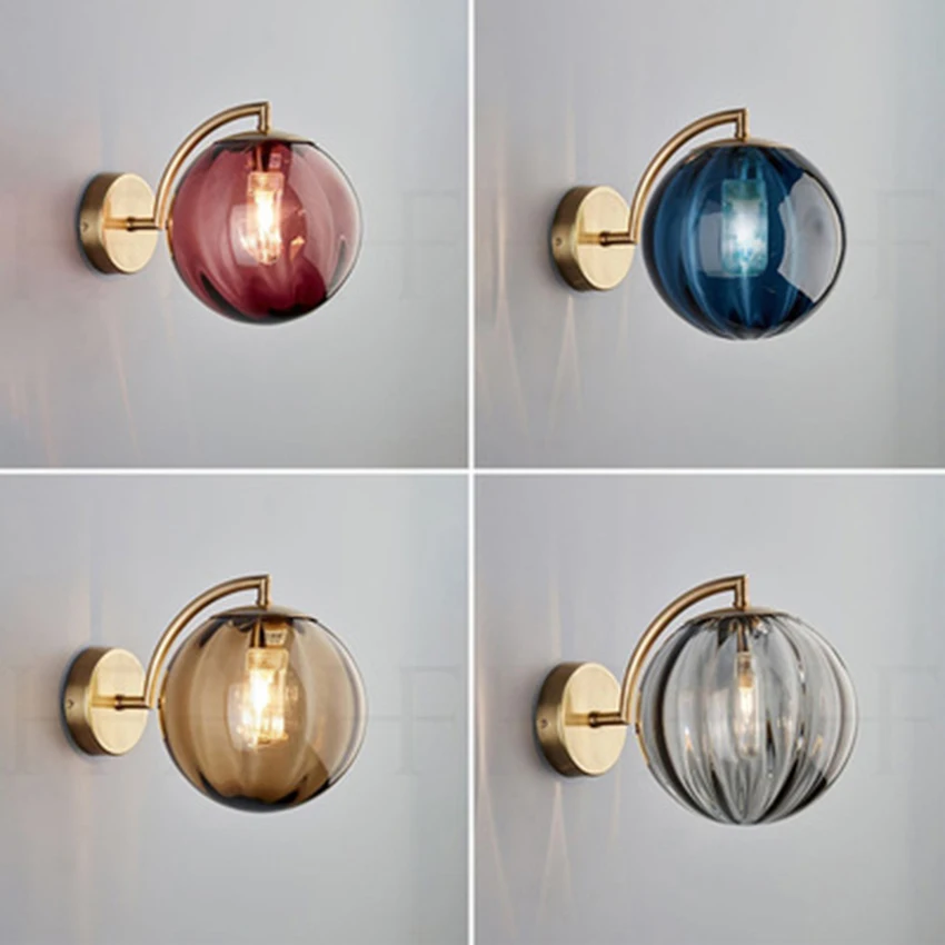 

Nordic LED Metal Wall Lights Color Glass Wall Lamp Lighting American Retro Cafe Loft Living Room Lamp Bedroom Deco Light Fixture