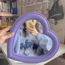 Ins Love Heart Cosmetic Mirror Wall Hanging Dormitory Dressing Mirror Pink White Korean Decorative Mirrors Gift For Girls