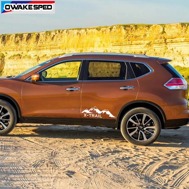 2 шт. для Nissan X-Trail T31 T30 наклейки для украшения боковой двери автомобиля горная графика внедорожные Стильные наклейки