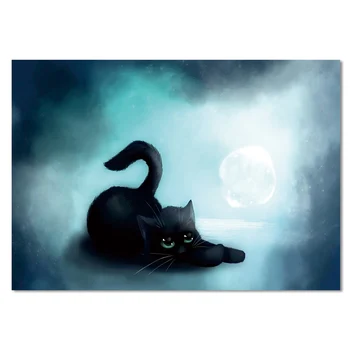

Home Decor a black cat 5D DIY Diamond Painting Cross Stitch Kit Wall Sticker Mosaic Diamond Embroidery Painting