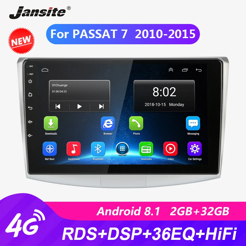 

Jansite 10" Car Radio For Volkswagen Passat 7 B7 2010-2015 4G DSP Android GPS Bluetooth 2.5D Multimedia Video player with CANBUS