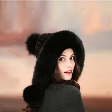 Женские шапки из натурального меха норки, наушники с мехом лисы, благородные женские теплые зимние модные