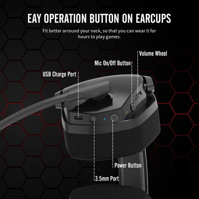 NUBWO G06 2.4G Wireless Gaming Headset 3.5mm Wired Sport Earphone Over Ear Headset 4