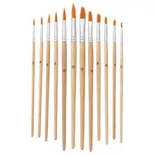 Горячая 12 шт Акварельная масляная Акриловая картина кисти деревянная ручка нейлоновая ручка для волос инструмент