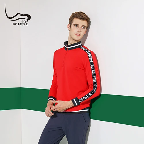 EAGEGOF Одежда Для Гольфа Мужская куртка с длинными рукавами рубашки осенний спортивный пуловер теплая одежда для гольфа - Цвет: Красный