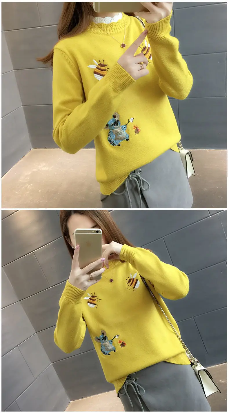 sweater for women Sweater Women's Autumn Winter Embroidered 2022 New Loose Korean Female Student Wear Pullover Sweater Women's Blouse cardigan