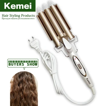 

Professional Curling Iron Ceramic Triple Barrel Hair Styler Hair Waver Styling Tools 110-220V Hair Curler Electric Hair Curlers3
