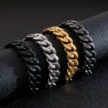 13 мм толстое Золото Нержавеющая сталь Мужской Снаряженный кубинский браслет панк рок ретро серебряная кисть черный мужской байкер браслеты и браслет ювелирные изделия