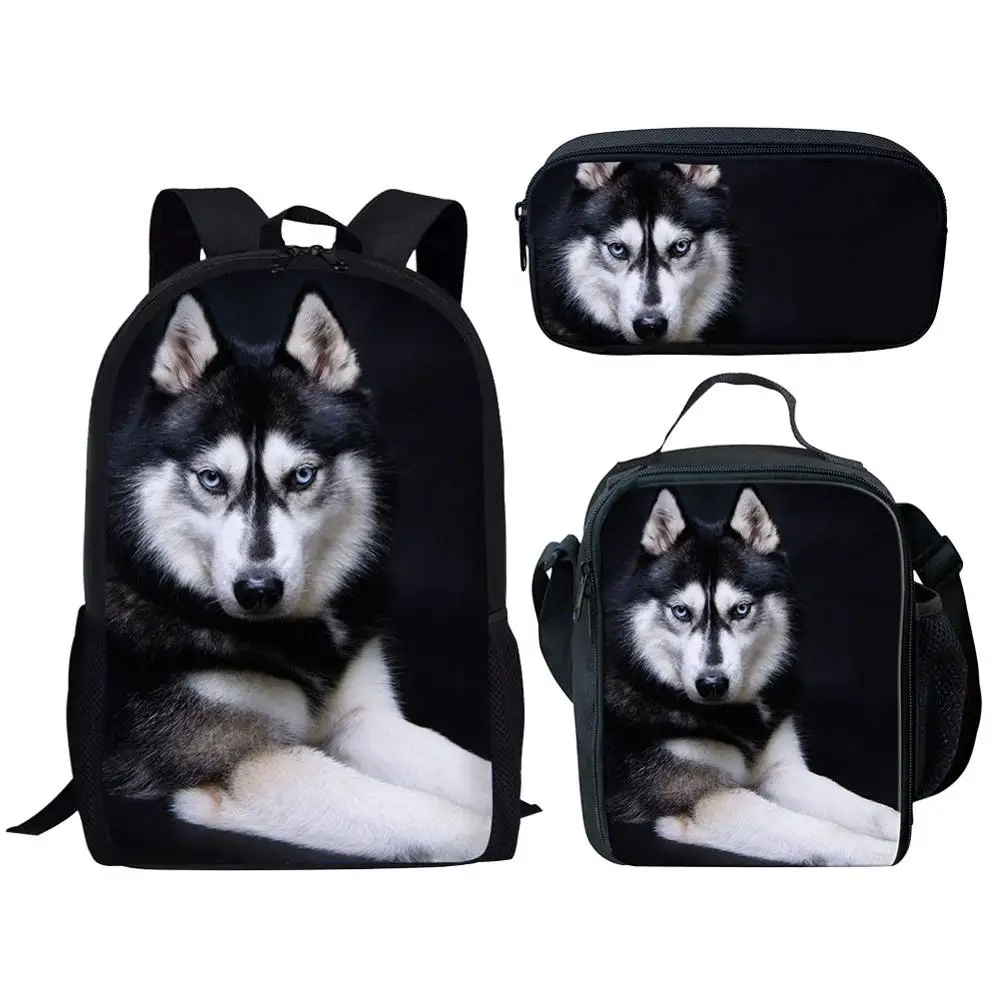 

Fashion Husky 3D Print School Bags Kids Backpack for Girls Boys Teenager Book Bag 3PCS/SET Children Mochila Schoolbag Bookbag