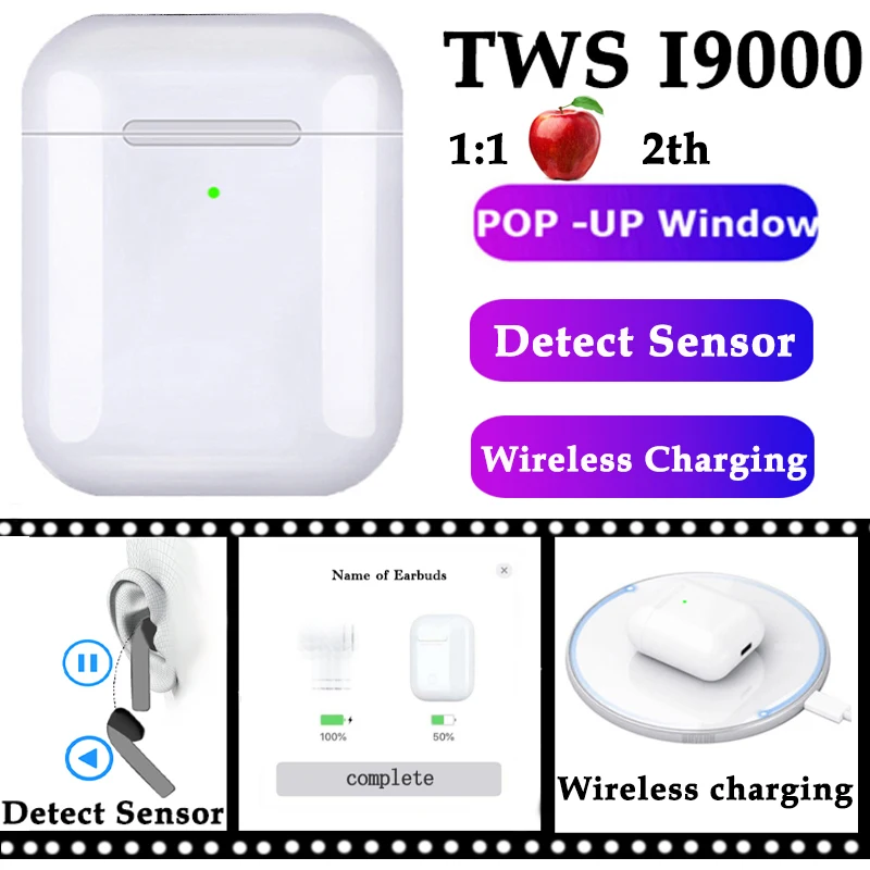 Comprar I9000 TWS auriculares inalámbricos Bluetooth 1 1 réplica de auriculares Auriculares auriculares para Iphone, teléfono Android PK i10 i30 i1100