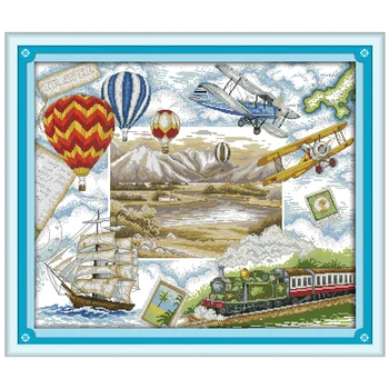 

Travel round the world counted printed on the canvas 11CT 14CT DIY kit wholesale Cross Stitch embroidery needlework Sets