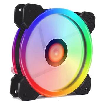 

COOLMOON 12cm Desktop Computer Case Fan Double Aperture Automatic Color Changing RGB LED Light Laptop PC Case Cooling Fan