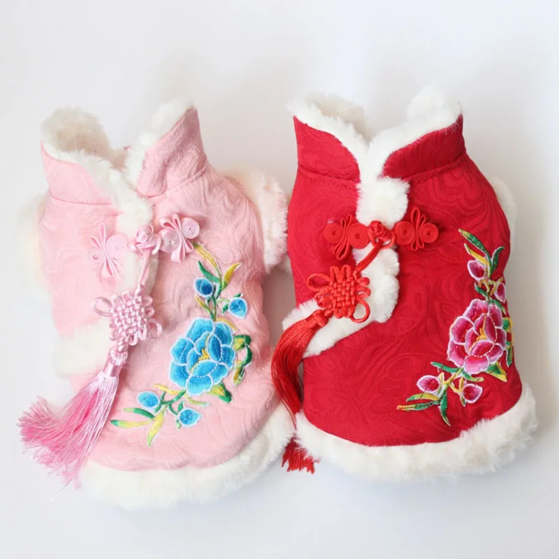 

Warm Dog Clothes New Year Pets Dogs Clothing Soft Puppy Dog Coat Winter Dog Costume Thicken Chinese Style Pet Clothes Chihuahua