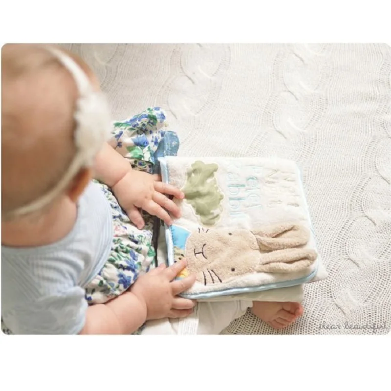

English Embroidery Rabbit Cloth Baby Early Education Kids Book Ring Paper Book Peter Rabbit Soft Thicken Scene Story Book Gift