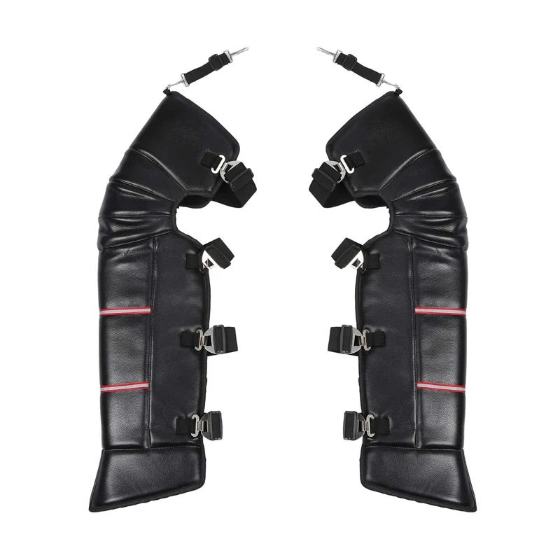 1 Pair 28.35 Inch PU Leather Windproof Leg Gaiter Adjustable Strap Leggings Warm Covers Unisex Half Chaps for Winter Ski |