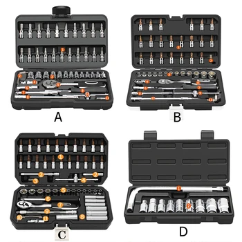 

HGhomeart Hand tool Set Car Repair Tools Ratchet Socket Wrench Tool Set of Batch Head Home Repair Tool Set