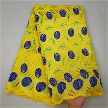 Горячая хлопок африканская швейцарская сухие кружева ткань нигерийское кружево ткань высокое качество швейцарская Вуаль в швейцарском стиле 5 ярдов