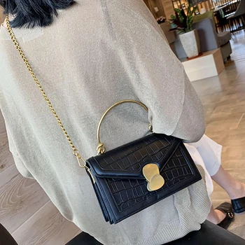 

Metal Handle Hand Bags For Women 2020 Trend Luxury Brand Leather Ladies Travel Handbags and Purses Small Shoulder Crossbody Bag