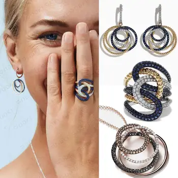 

GODKI Korean Trendy 3pcs Crossover Chunky Jewelry Set Women Wedding Cubic Zirconia Dubai Gold Necklace Earring Ring Jewelry Sets