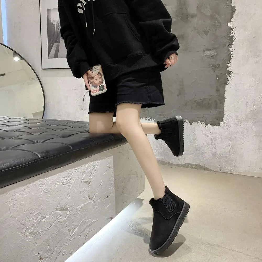 NEW Boots for Women Fashion Flock Beige Brown Black Women's Boots Plush Winter Boots Female Women Shoes Snow Boots Women's Shoes