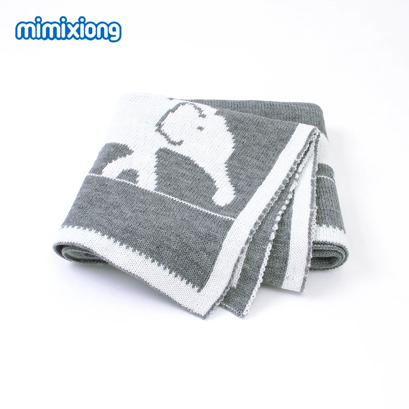 Baby Blankets Newborn Cute Elephant Knitted Swaddle Wrap Blankets Bath Towels 100x80cm Toddler Infant Stroller Bedding Sleepsack