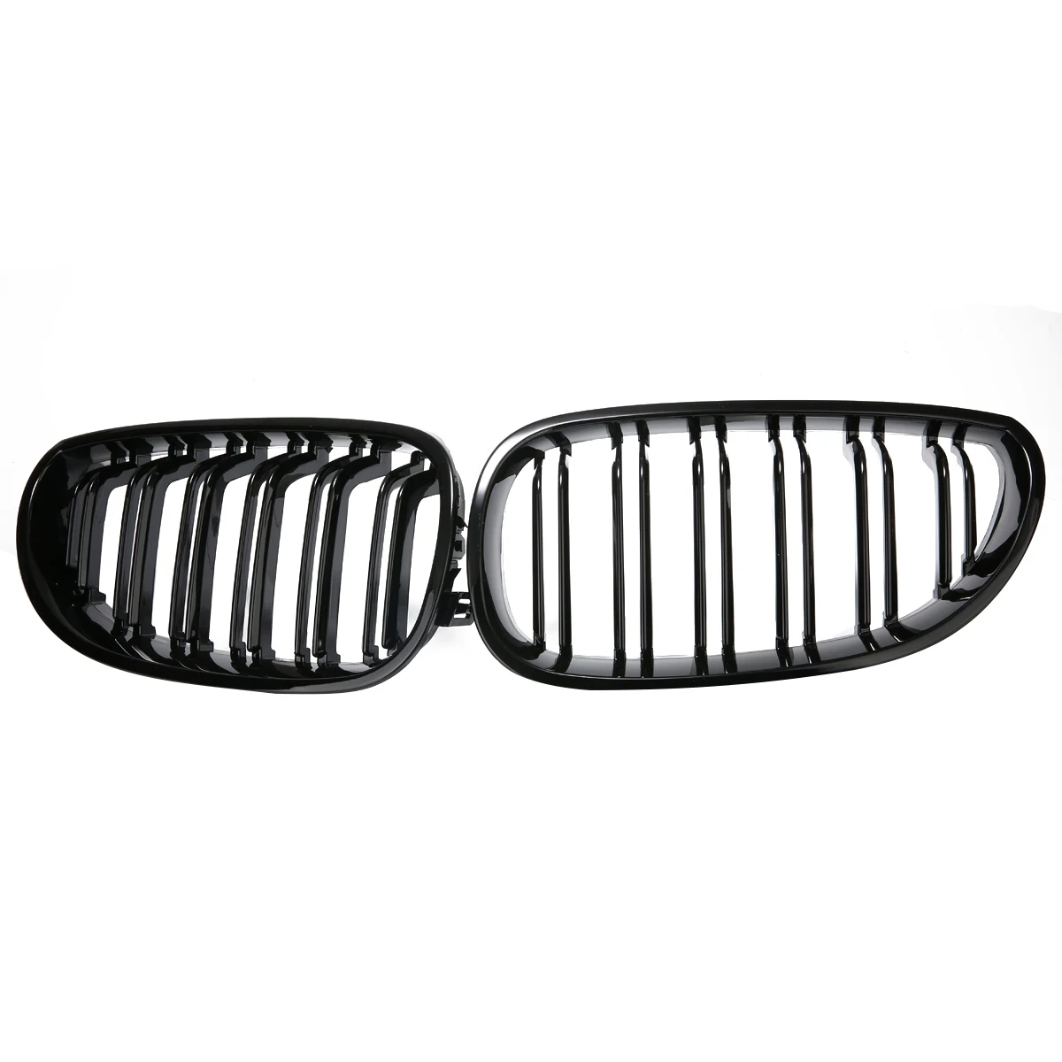 2PCS High Quality Auto Car Gloss Black Dual Slats Front Kidney Grille Grilles For BMW E60 E61 M5 5 Series 2003-2010