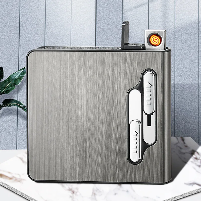 

2-in-1 Cigarette Case USB Rechargeable Windproof Lighter Smoking Flameless Smokeless Electronic Lighter Smoking Accessories