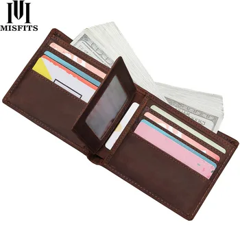 

MISFITS Hot Sale Clutch Wallets Man Casual Portfolio Genuine Leather Card Holder Mini Purse High Quality Ultrathin Bifold Bag