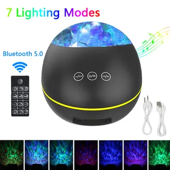 

Remote Control Lucky Stone Ocean Wave Projector Night Light Lamp Bluetooth Music Player Water Wave Color Led Projector for Baby