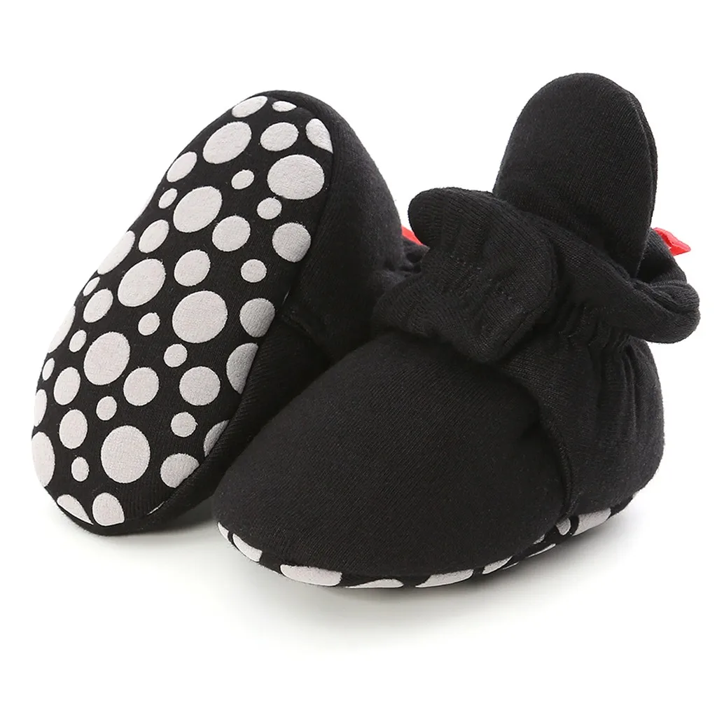 Обувь с бантом-бабочкой для маленьких мальчиков и девочек; детская обувь для малышей; теплые хлопковые ботинки для новорожденных;