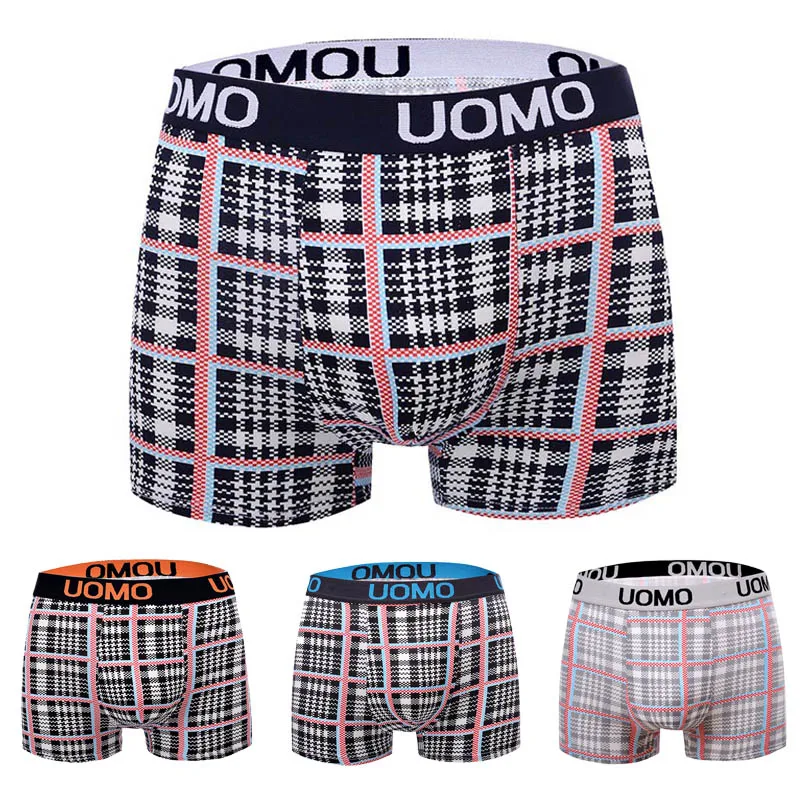 Innsly Big Size Men Boxers Shorts Plaid Male Underwear Boxer Underpants Elastic Waistband Design Short | Мужская одежда