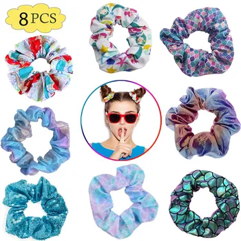 

free shipping 8pcs/pack mermaid fun scrunchies inspired girl made of hair pattern for hair scrunchies