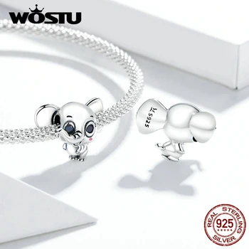 

WOSTU Genuine 925 Sterling Silver Cute Elephant Metal Charm for Original Women Silver Bracelet DIY Jewelry Making DXC1646