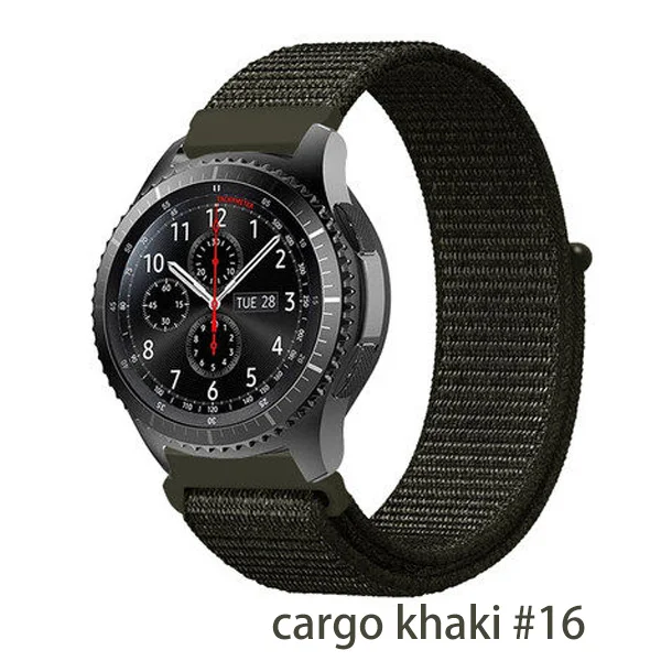 cargo khaki 16 Gear s3 Frontier ремешок для samsung galaxy watch 46 мм 42 мм S4 active 2 22 мм ремешок для часов amazfit bip/gtr 47 мм huawei watch gt ремешок - Цвет ремешка: cargo khaki 16
