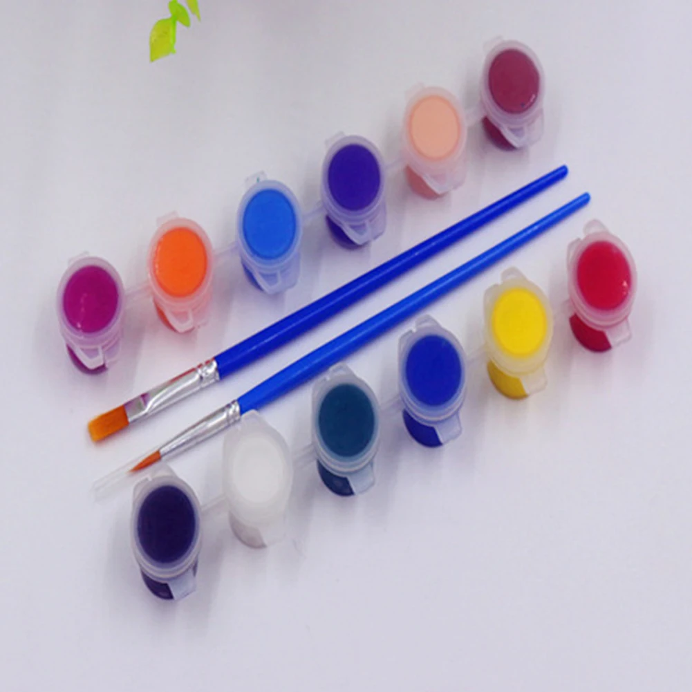 12 цветов Акварельная краска с кисть для рисования гипсовый каракули Дети обучения искусство рисования краска ing набор