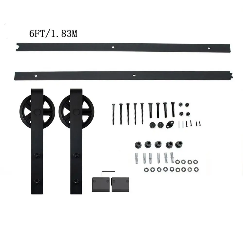 

FR 6FT 6.6FT 8FT 12FT Wheel Model Mobile Door System Hanging Rails Moving Door Fittings Wooden Door Runway Rail Set Single Door