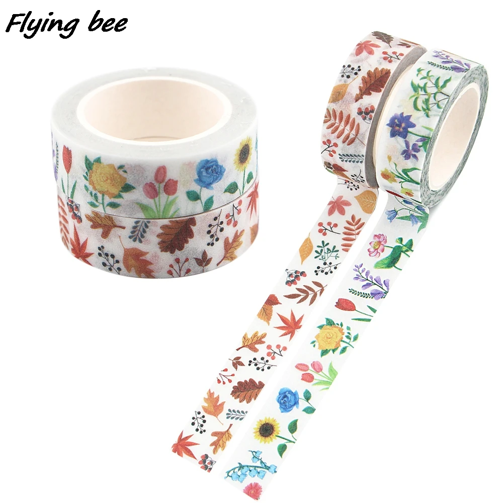 

Flyingbee 15mmX5m Summer Flowers And Autumn Leaves DIY Matte Tape Paper Office Stationery School Supply X1089